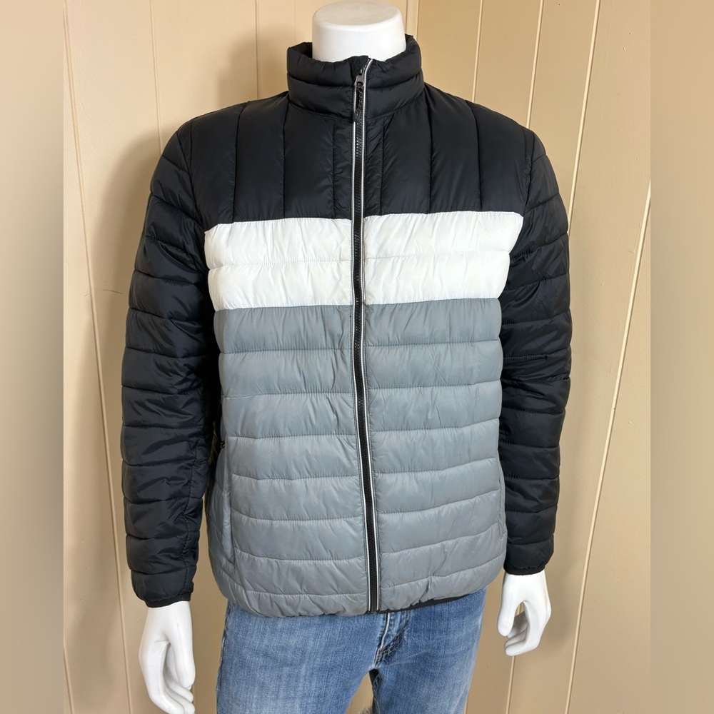 Swiss Tech Men's Green Packable Puffer Jacket Sz L 42-44 Coat Black White Gray